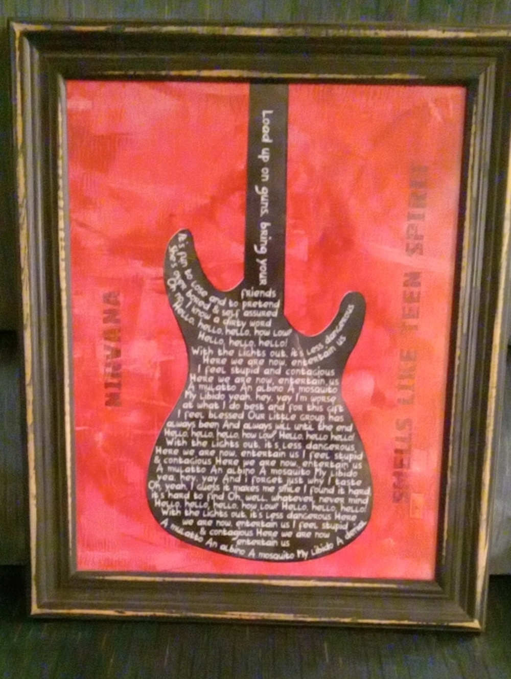 Nirvana Smells Like Teen Spirit Lyric Framed Art